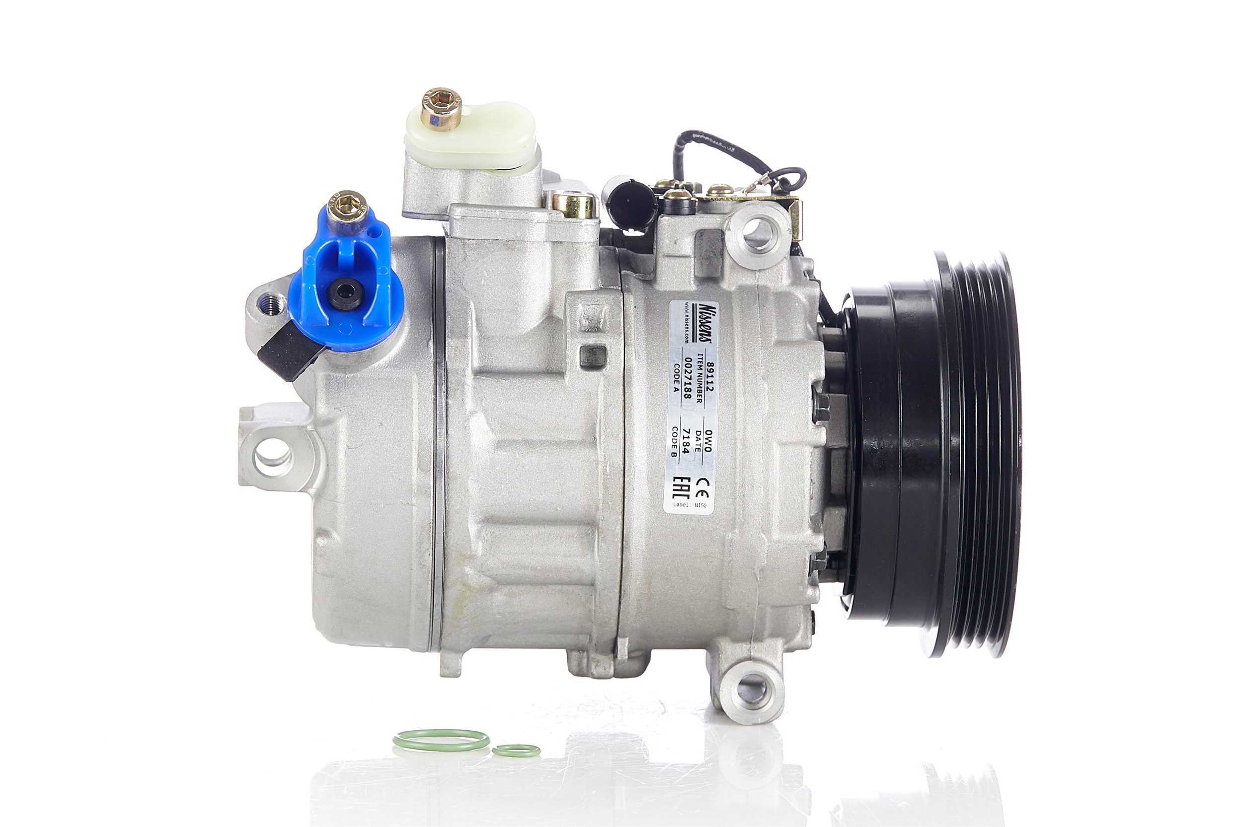 NISSENS 89112 Compresseur de clim 7SBU16C, 12V, PAG 46, R134a, avec huile compresseur-PAG, avec embrayage magnétique, sans diode