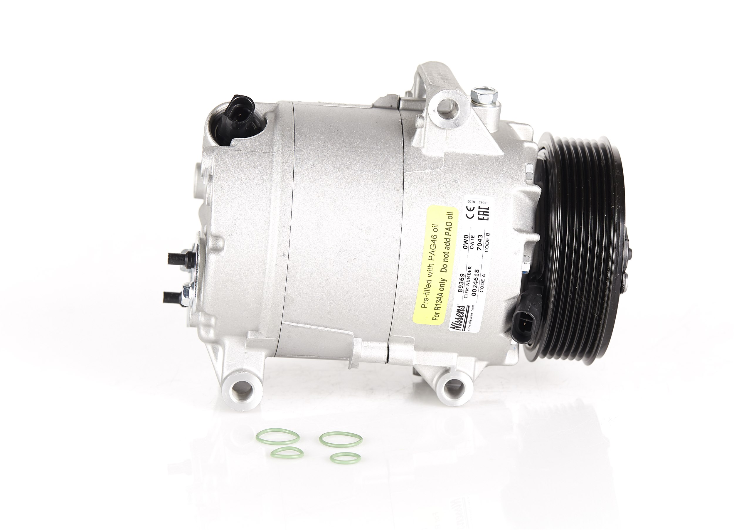 NISSENS 89369 Compresseur de clim CVC7, 12V, PAG 46, R134a, avec huile compresseur-PAG, avec embrayage magnétique