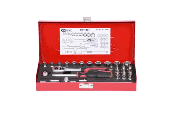 KS TOOLS Acier chrome-vanadium, Entraînement: 1/4pouce, avec fonction de crantage, à tête carrée Kit de clés à douille 917.4030 acheter en ligne