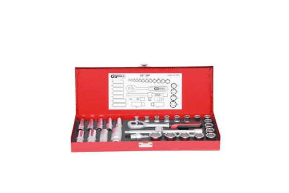 KS TOOLS Steckschlüssel-Set 917.4031 Chrom-Vanadium-Stahl, Antrieb: 3/8Zoll, mit Ratschenfunktion, Vierkant
