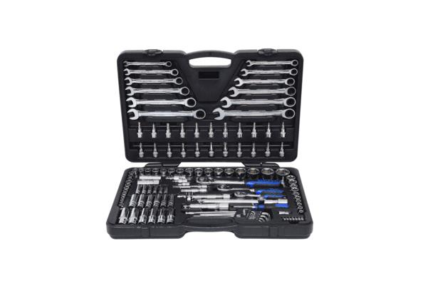 Αγοράστε 918.0724 KS TOOLS Πλήθος εργαλείων: 124, Χάλυβας χρωμίου-βαναδίου, Μετάδ. κίνησης: 1/2, 1/4, 3/8ίντσες, με καστανια, Τετράγωνο Σετ καρυδάκια 918.0724 Σε χαμηλή τιμή