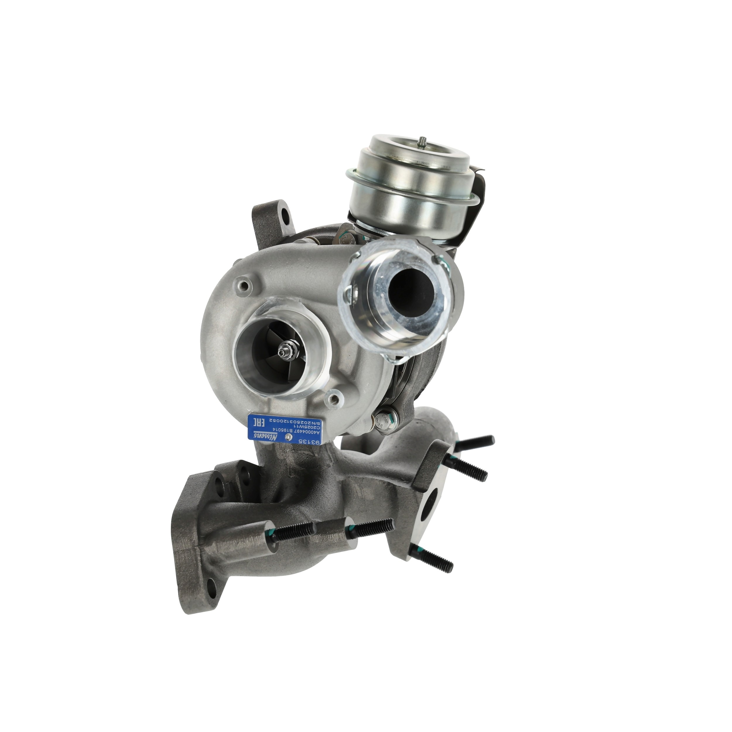 NISSENS 93135 Turbocharger Uitlaatgasturbo, oliegekoeld, Pneumatisch, Met pakkingen, Met uitlaatbocht, Aluminium