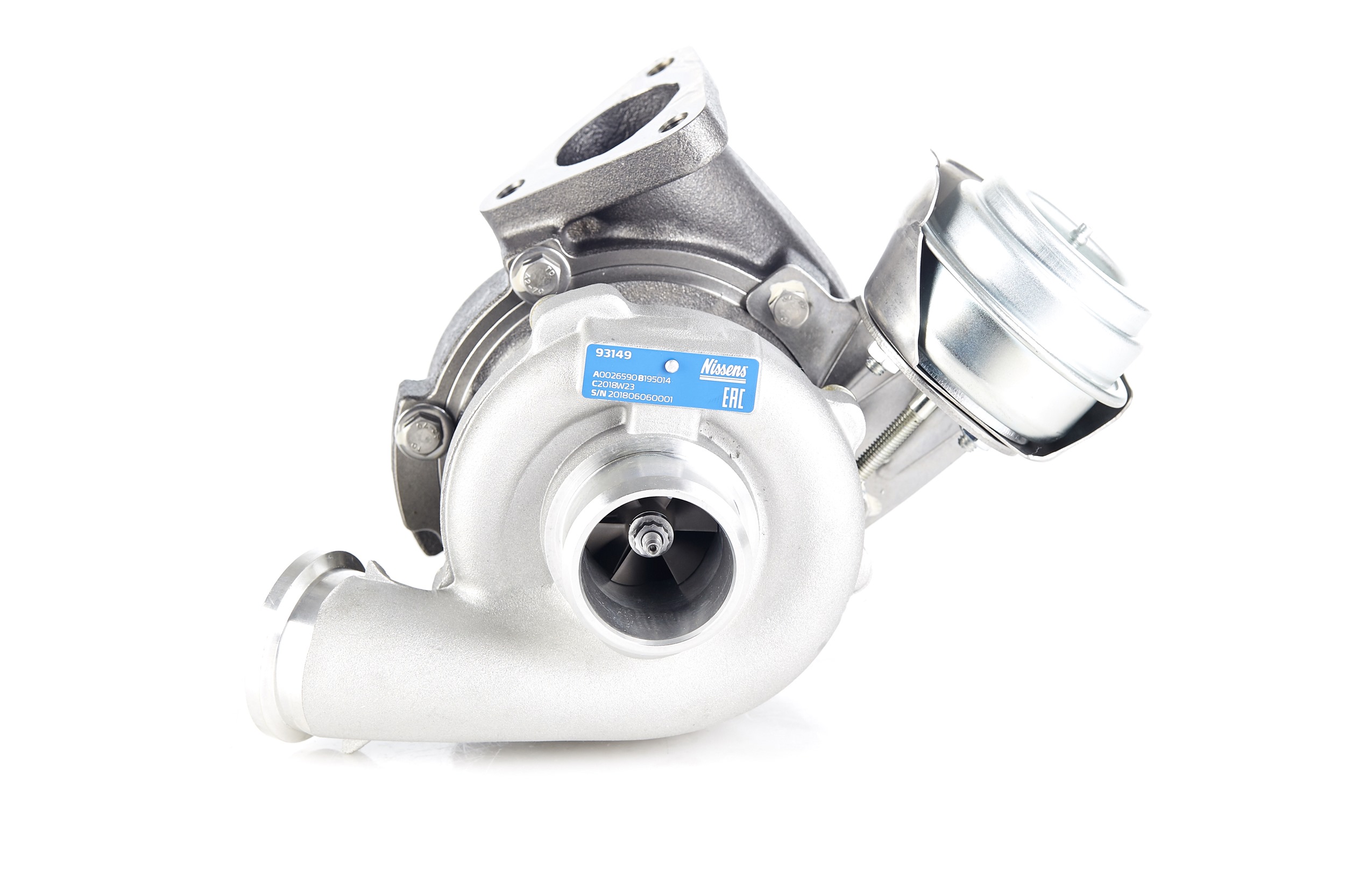 NISSENS 93149 Turbocompresor Turbocompresor de gases de escape, refrigerado con aceite, neumático, con juntas, Aluminio