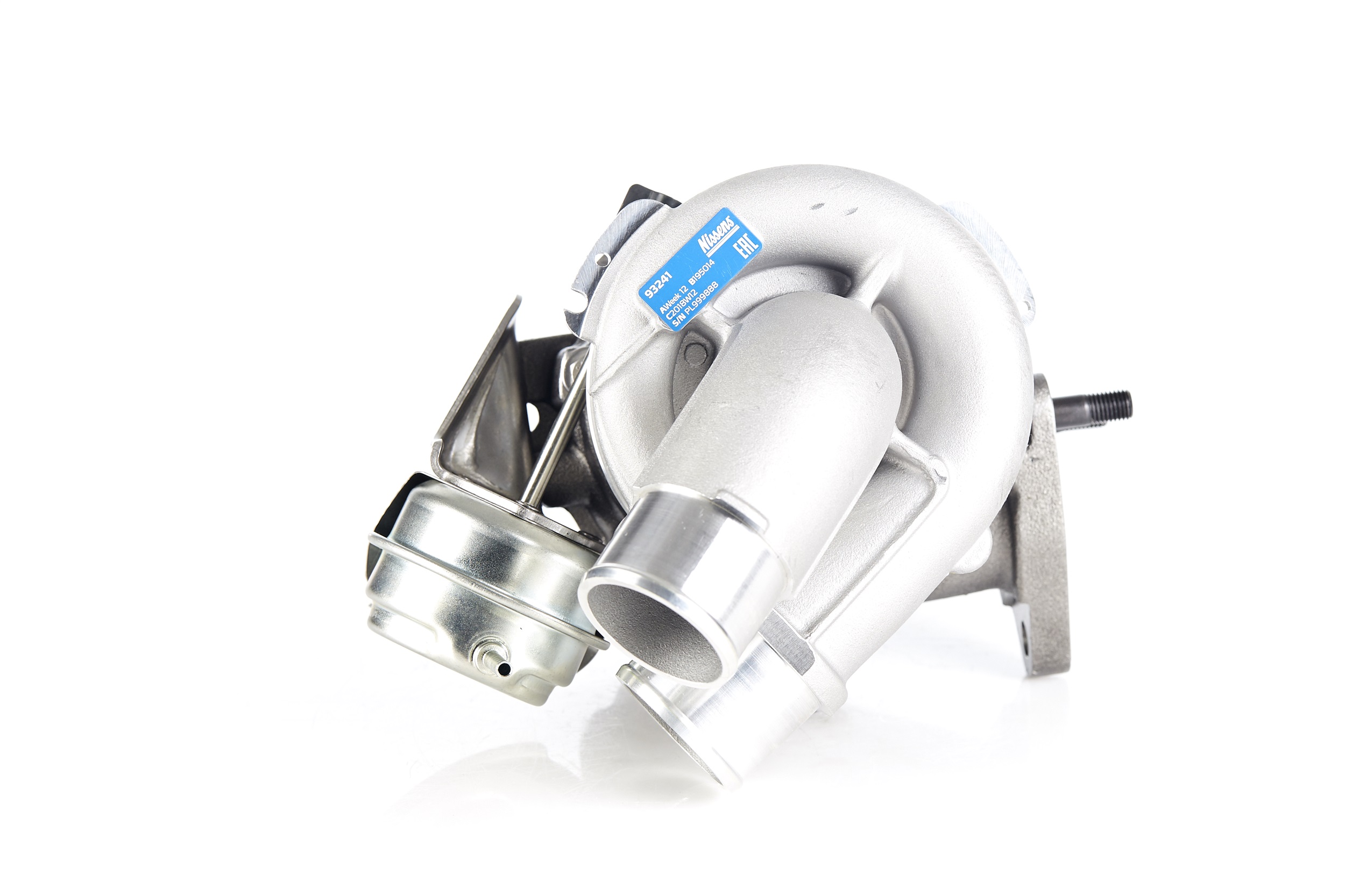 NISSENS 93241 Turboaggregat avgasturbo (ATL), oljekylt, vattenkyld, pneumatisk, med packningar, utan avgasgrenrör, Aluminium