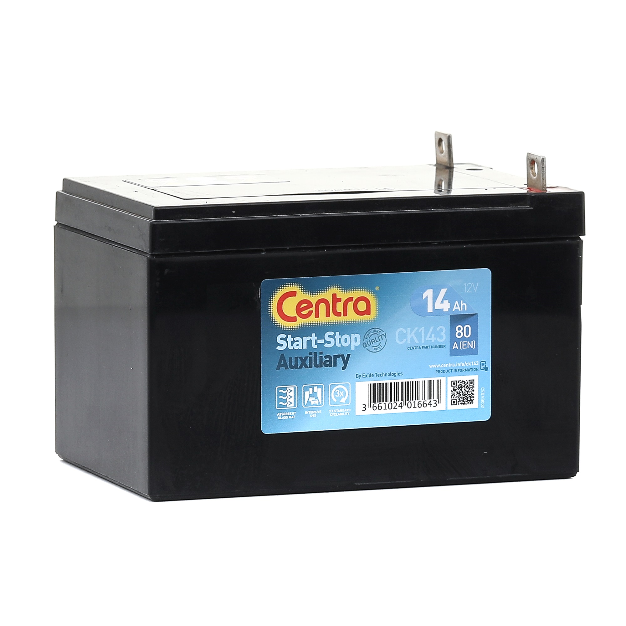CENTRA CK143 Start-Stop Auxiliary Batterie 12V 14Ah 80A B0 Batterie EFB  pour RENAULT Twizy (MAM_)