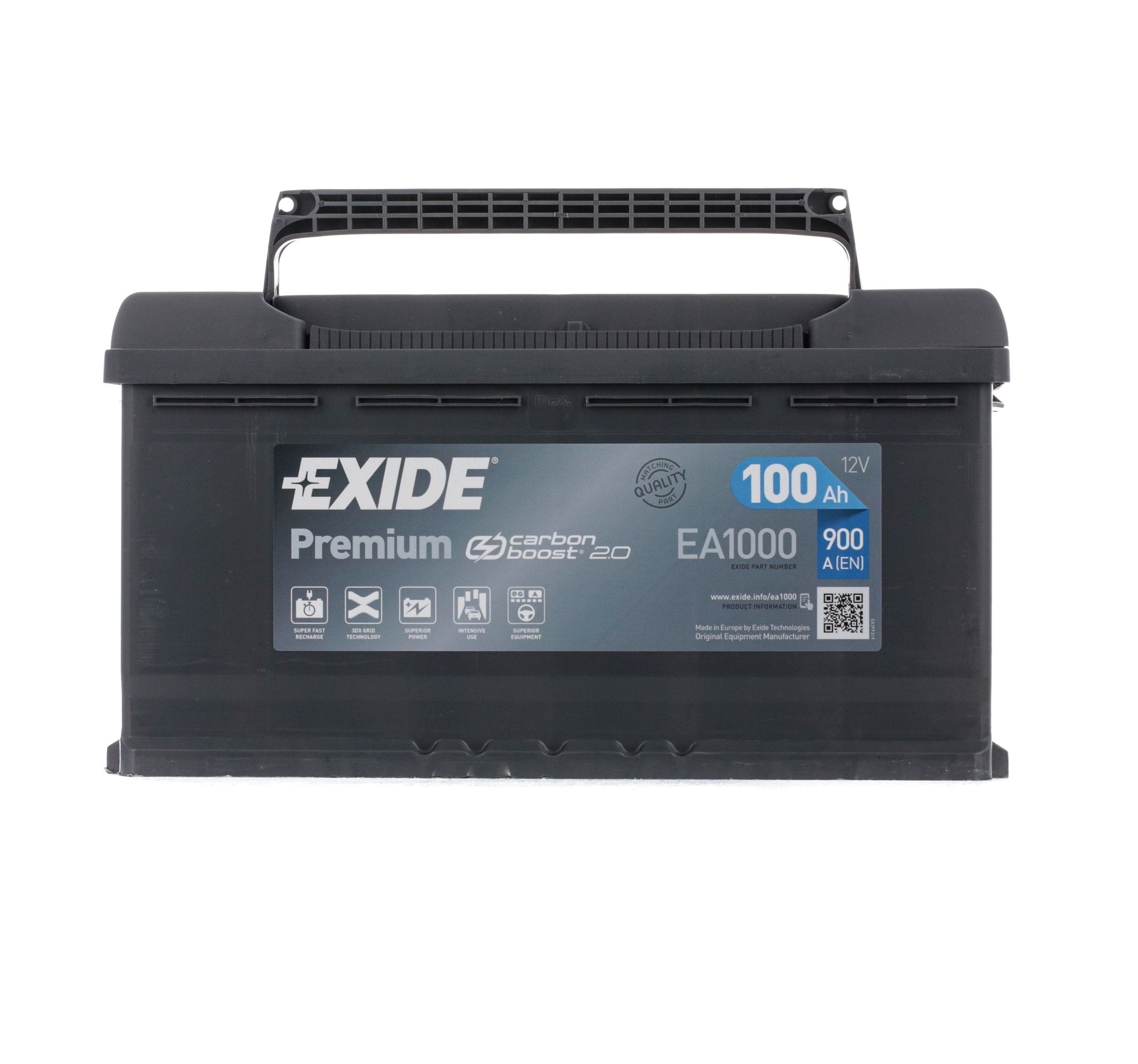 60038 EXIDE PREMIUM 12V 100Ah 900A Bleiakkumulator Kälteprüfstrom EN: 900A, Spannung: 12V Batterie EA1000 günstig kaufen
