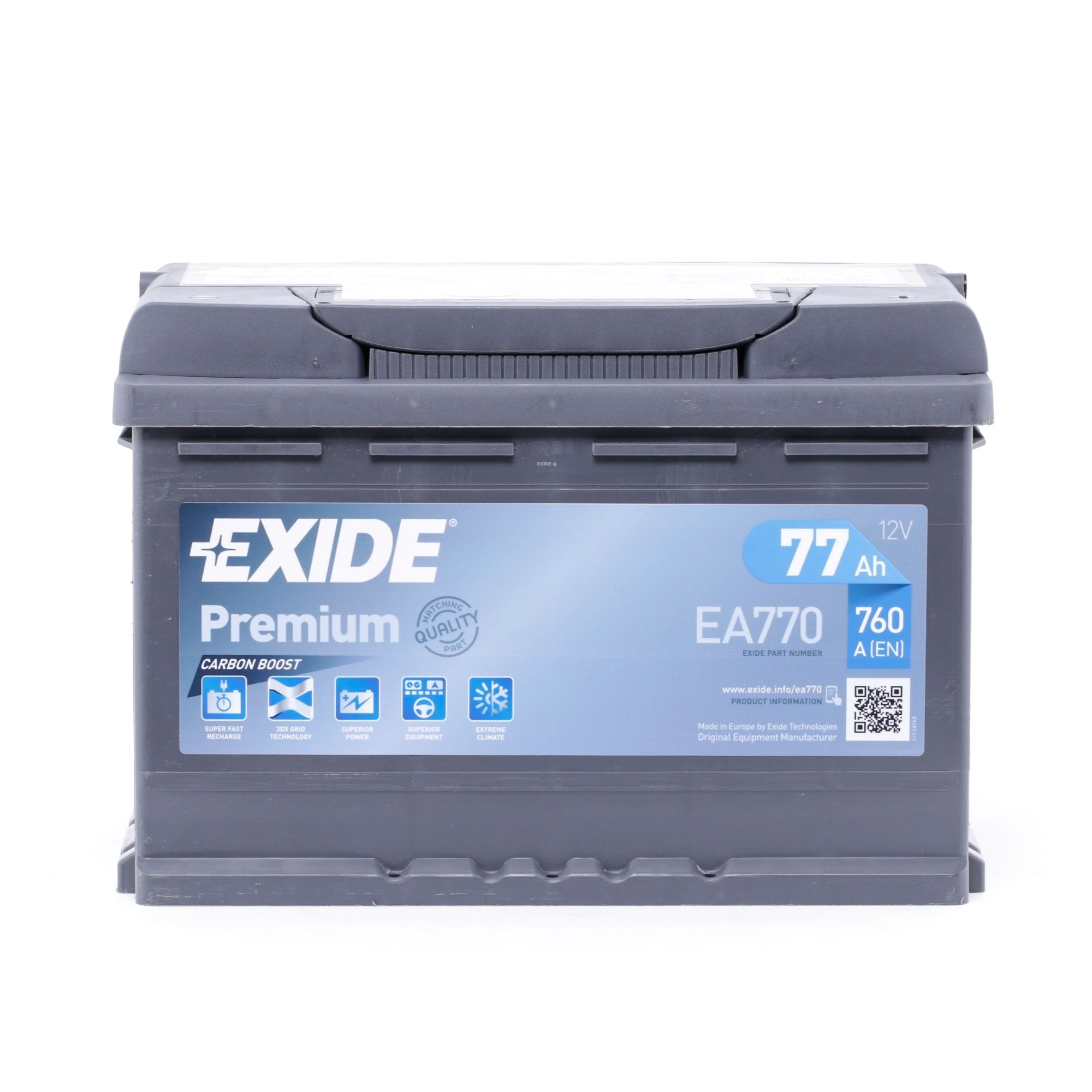 57412 EXIDE PREMIUM 12V 77Ah 760A Bleiakkumulator Kälteprüfstrom EN: 760A, Spannung: 12V Batterie EA770 günstig kaufen
