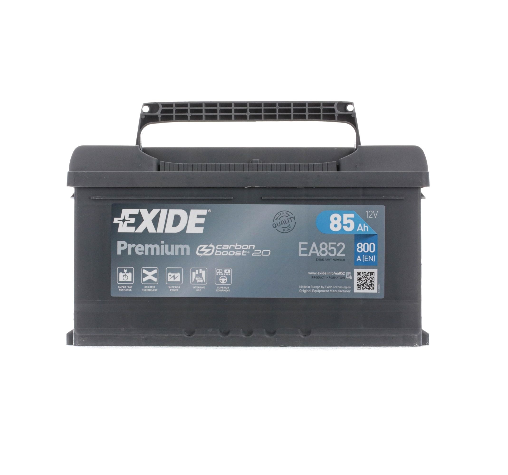 EXIDE EA852 Starterbatterie 12V 85Ah 800A B13 Bleiakkumulator Renault in Original Qualität