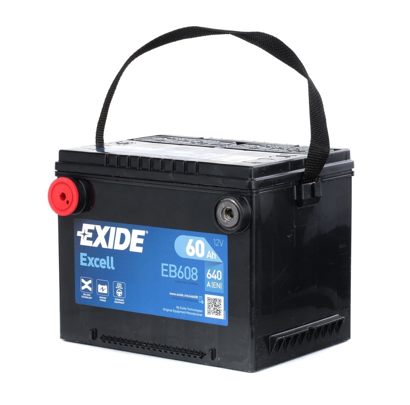 G75SE EXIDE EXCELL 12V 60Ah 640A B9 Lead-acid battery Cold-test Current, EN: 640A, Voltage: 12V, Terminal Placement: 1 Starter battery EB608 buy