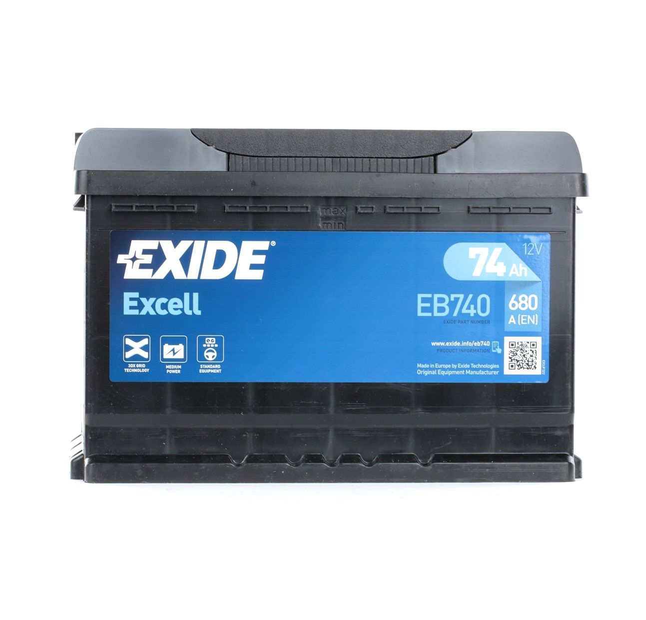 EXIDE EXCELL EB740 Batteria 12V 74Ah 680A B13 Accumulatore piombo-acido