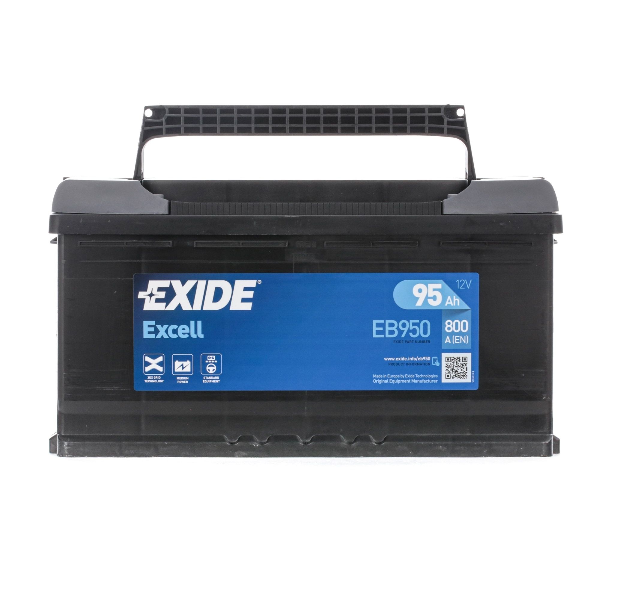 EXIDE EB950 Batterie de démarrage 12V 95Ah 800A Batterie au plomb Mercedes CLK 2003 de qualité d'origine