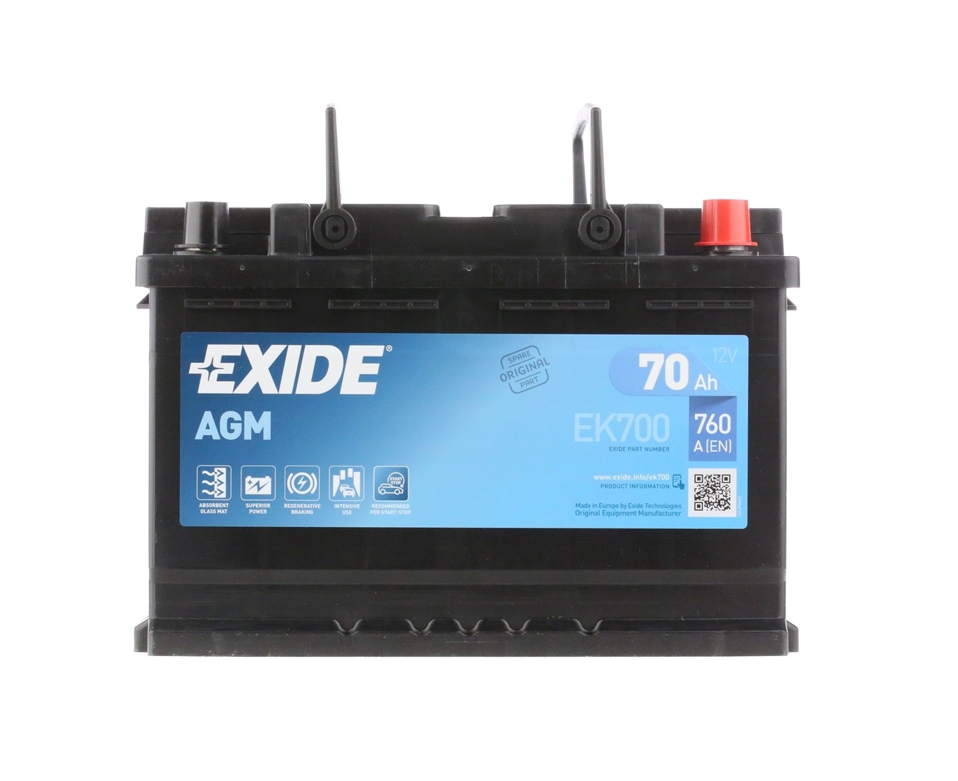 EK700 (067AGM) EXIDE EK700 FORD Autobatterie 12V 70Ah 760A B13 AGM-Batterie