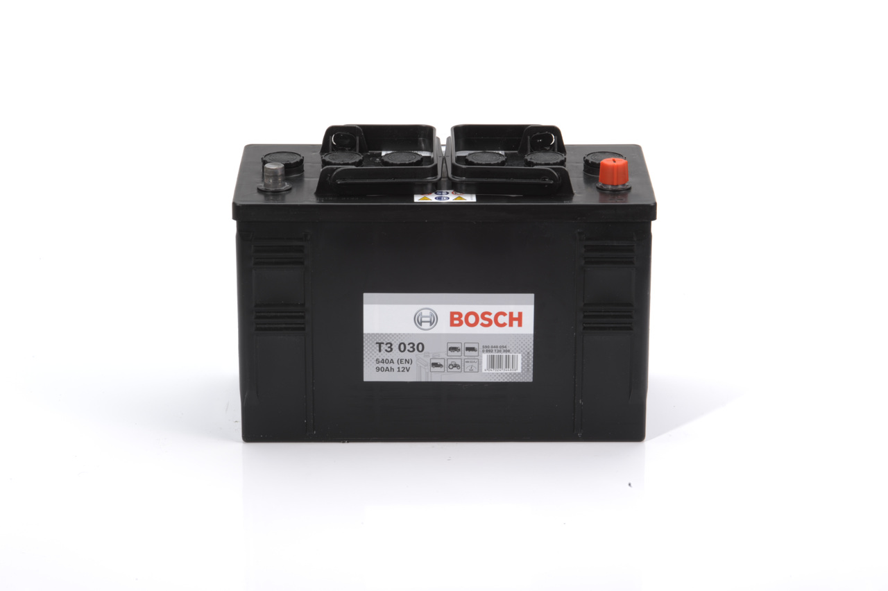 T3 030 BOSCH T3 12V 90Ah 540A B00 Lead-acid battery Cold-test Current, EN: 540A, Voltage: 12V Starter battery 0 092 T30 300 buy