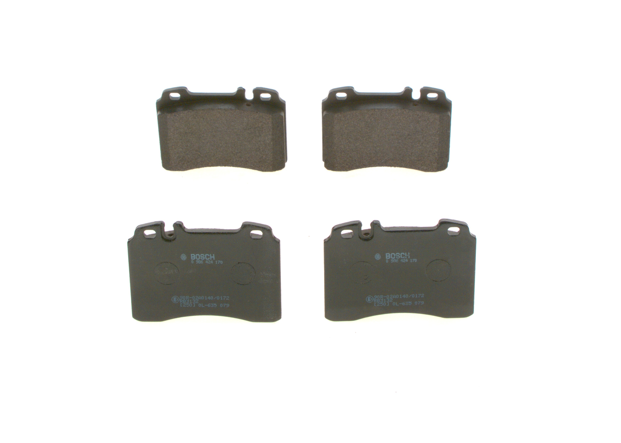 BOSCH 0 986 424 170 Brake pad set Low-Metallic, with anti-squeak plate, with mounting manual