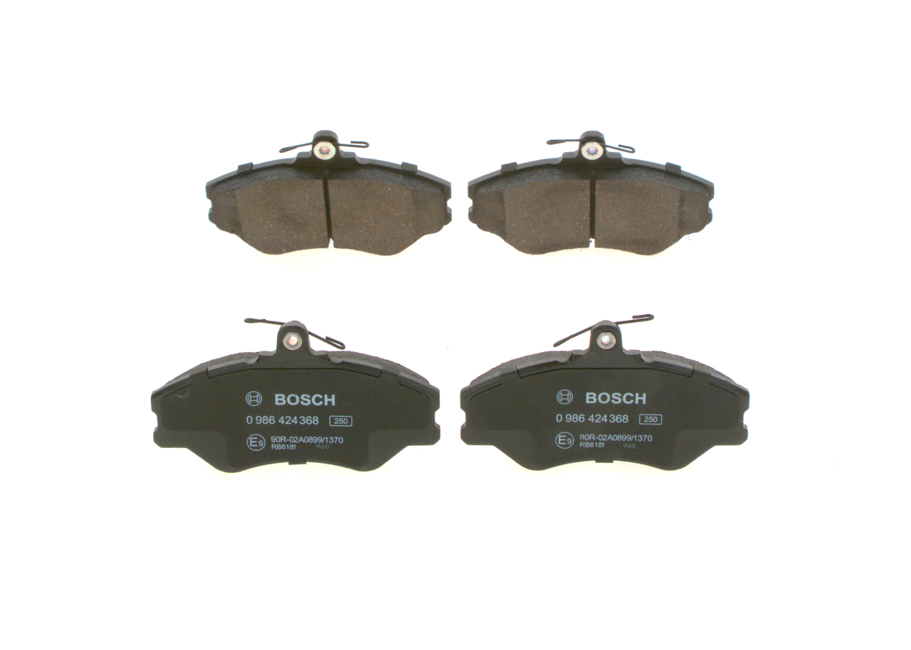 BOSCH 0 986 424 368 Brake pad set Low-Metallic, with acoustic wear warning, with anti-squeak plate