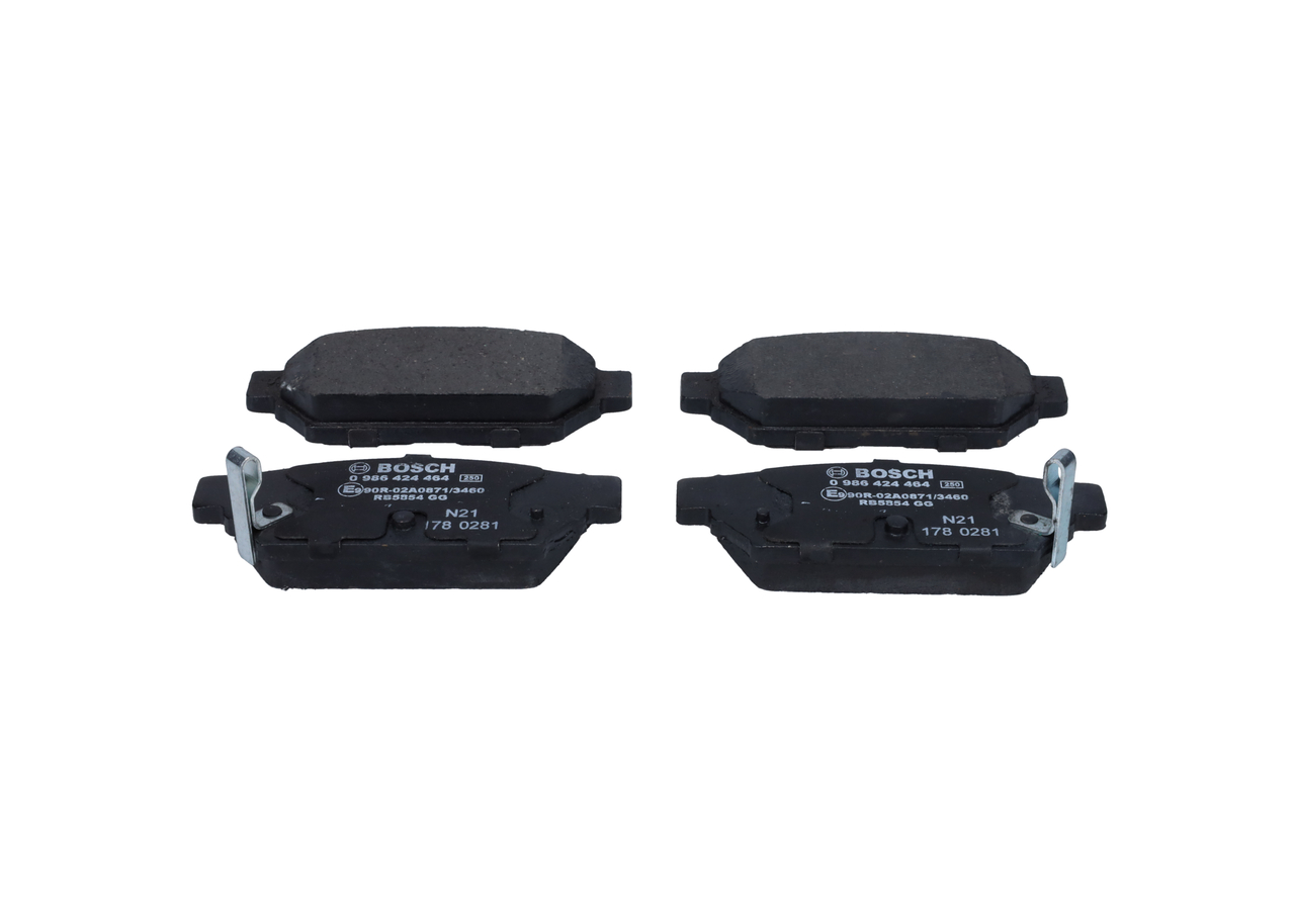 BP233 BOSCH Low-Metallic, with acoustic wear warning, with anti-squeak plate Height: 37,6mm, Width: 99mm, Thickness: 14,7mm Brake pads 0 986 424 464 buy