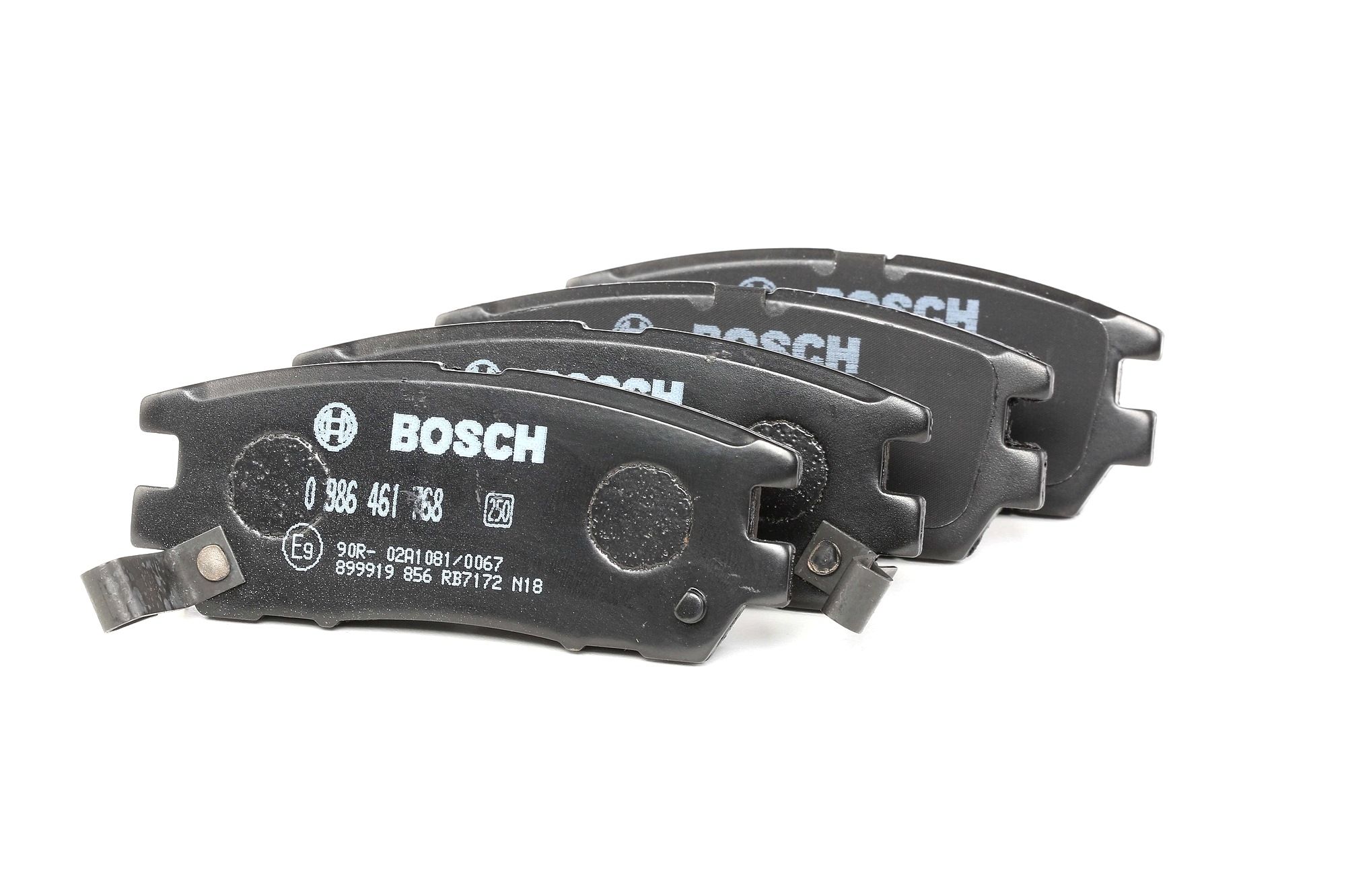 BOSCH 0 986 461 768 Brake pad set Low-Metallic, with integrated wear warning contact, with acoustic wear warning, with anti-squeak plate, with mounting manual
