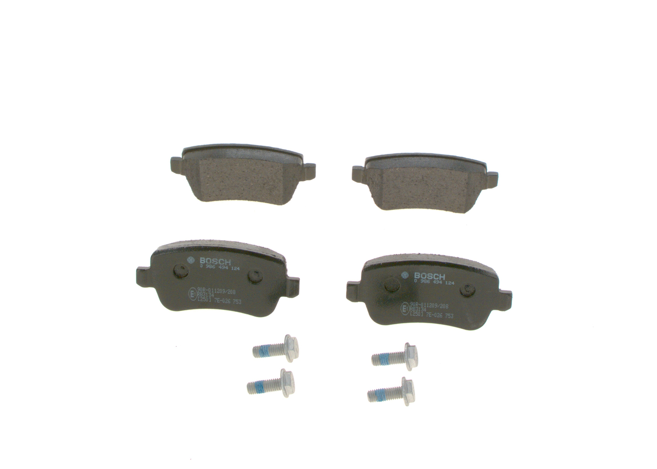 BP1034 BOSCH Bremsbelagsatz 0 986 494 124 Low-Metallic Höhe: 46,6mm, Breite: 105,5mm, Dicke/Stärke: 16,8mm