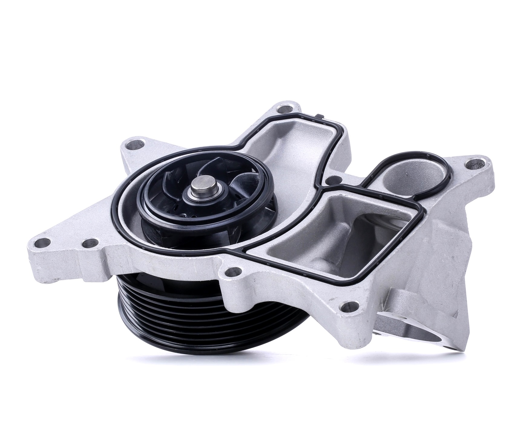 RIDEX 1260W0291 Water pump with V-ribbed belt pulley, with gaskets/seals, Mechanical, for v-ribbed belt use