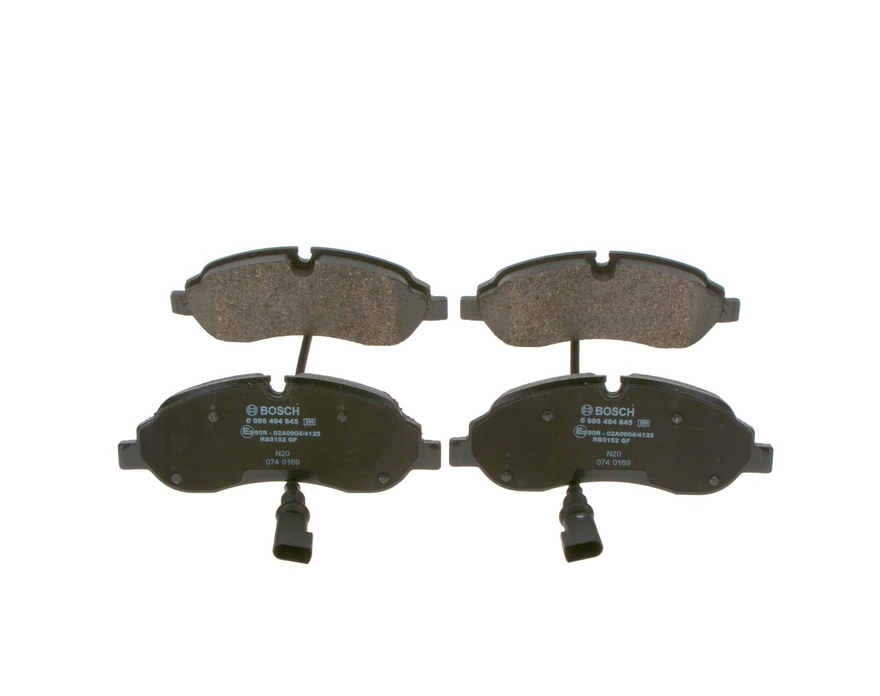BOSCH 0 986 494 845 Brake pad set Low-Metallic, incl. wear warning contact, with anti-squeak plate