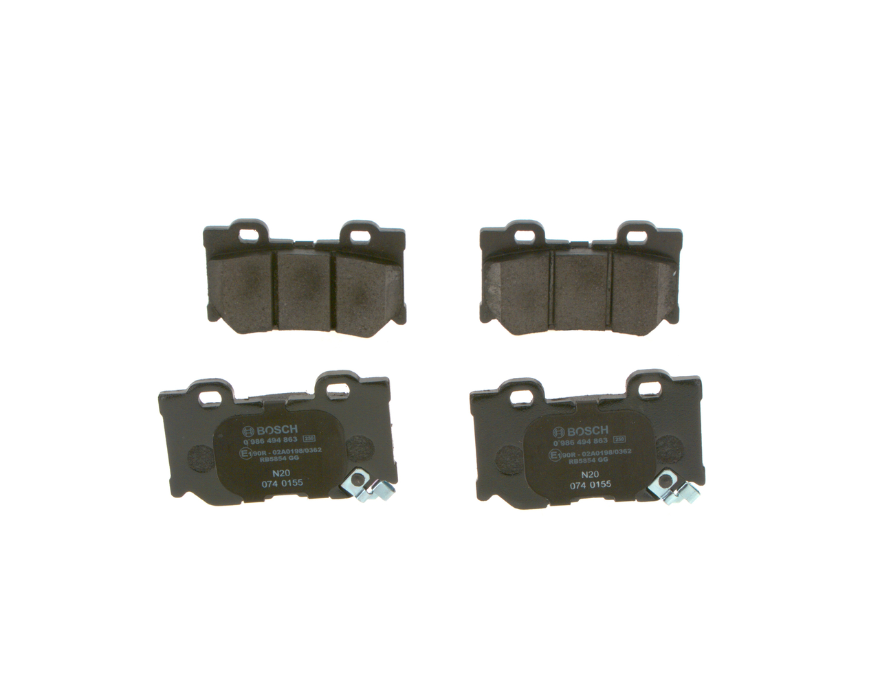 BOSCH 0 986 494 863 Brake pad set Low-Metallic, with acoustic wear warning, with anti-squeak plate