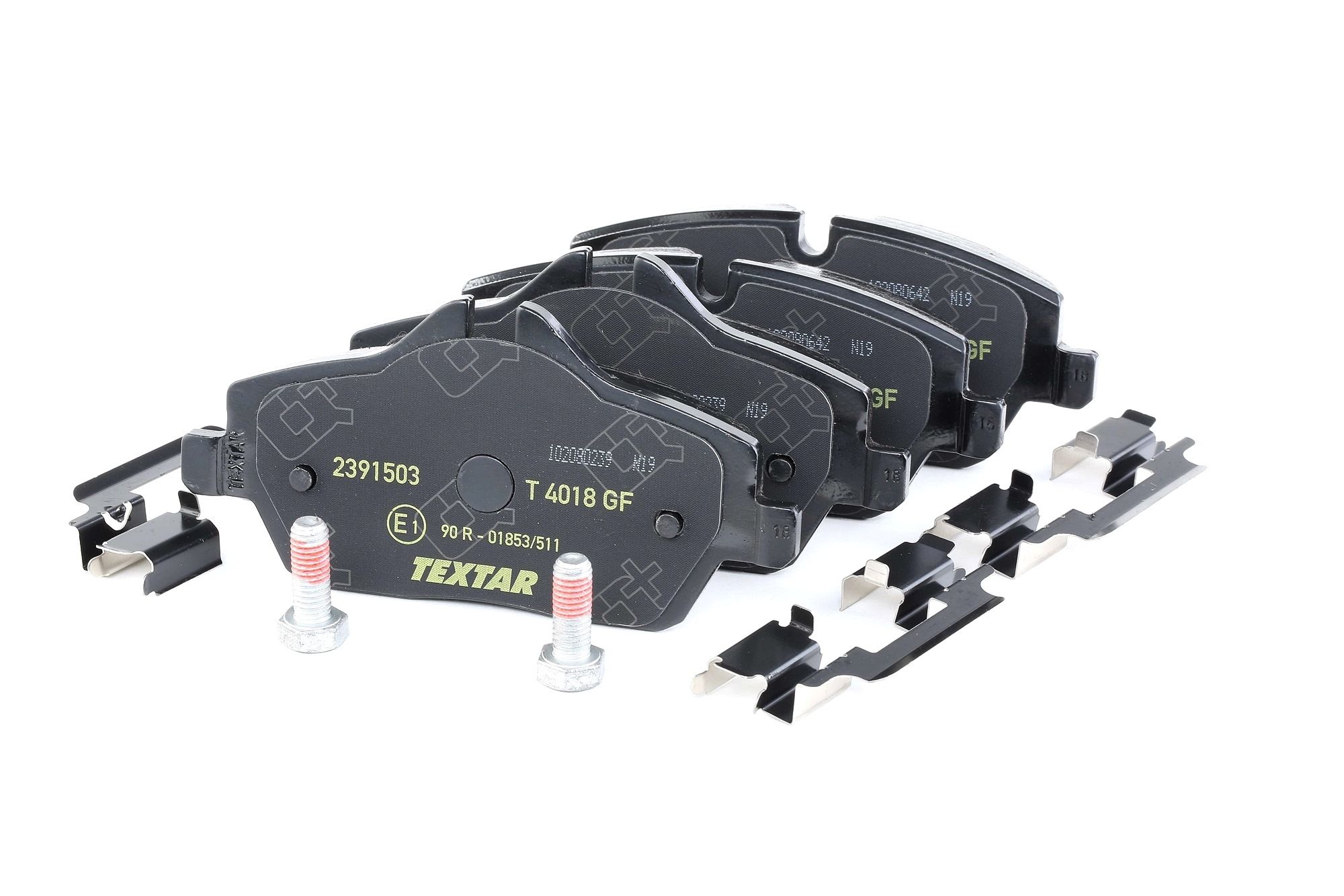 TEXTAR 2391503 BMW E81 2010 Bremsbelagsatz für Verschleißwarnanzeiger vorbereitet, mit Bremssattelschrauben, mit Zubehör