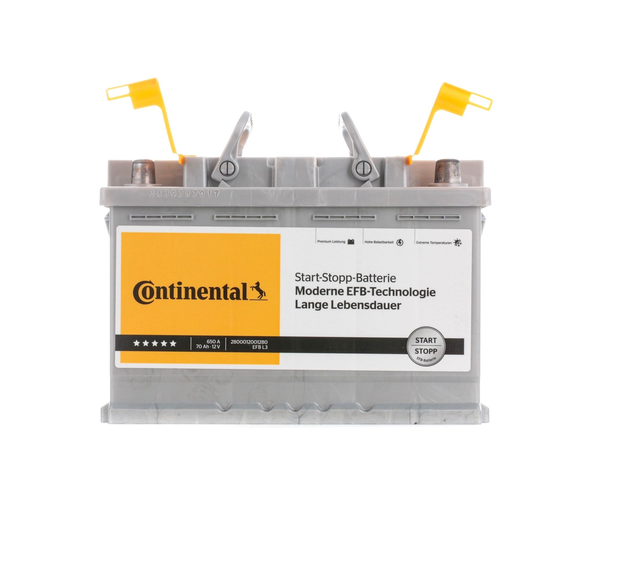 Continental 2800012001280 Start-Stop Batterie 12V 70Ah 650A B13