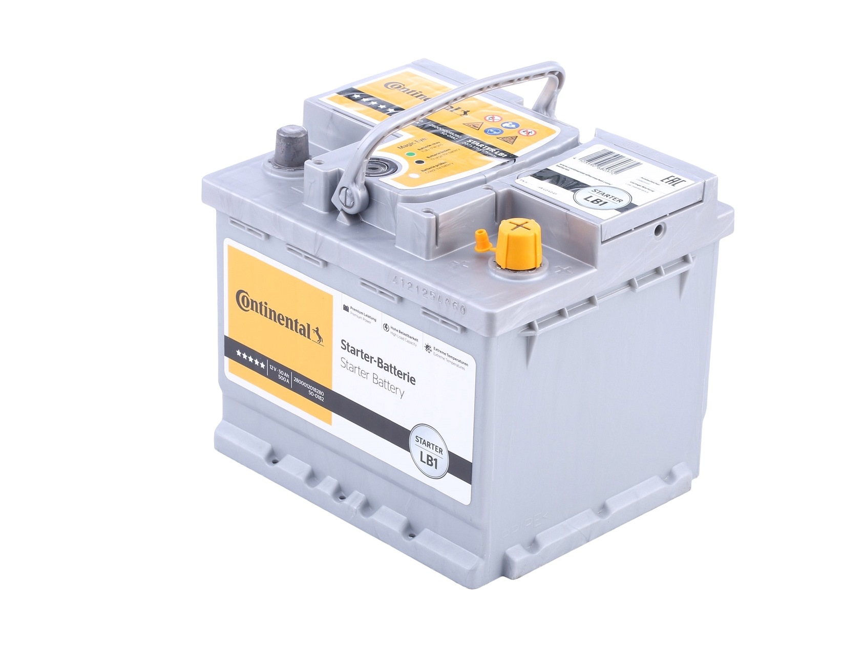 Continental Starter 2800012018280 Batterie 12V 50Ah 500A B13 Blei-Kalzium-Batterie (Pb/Ca), Bleiakkumulator