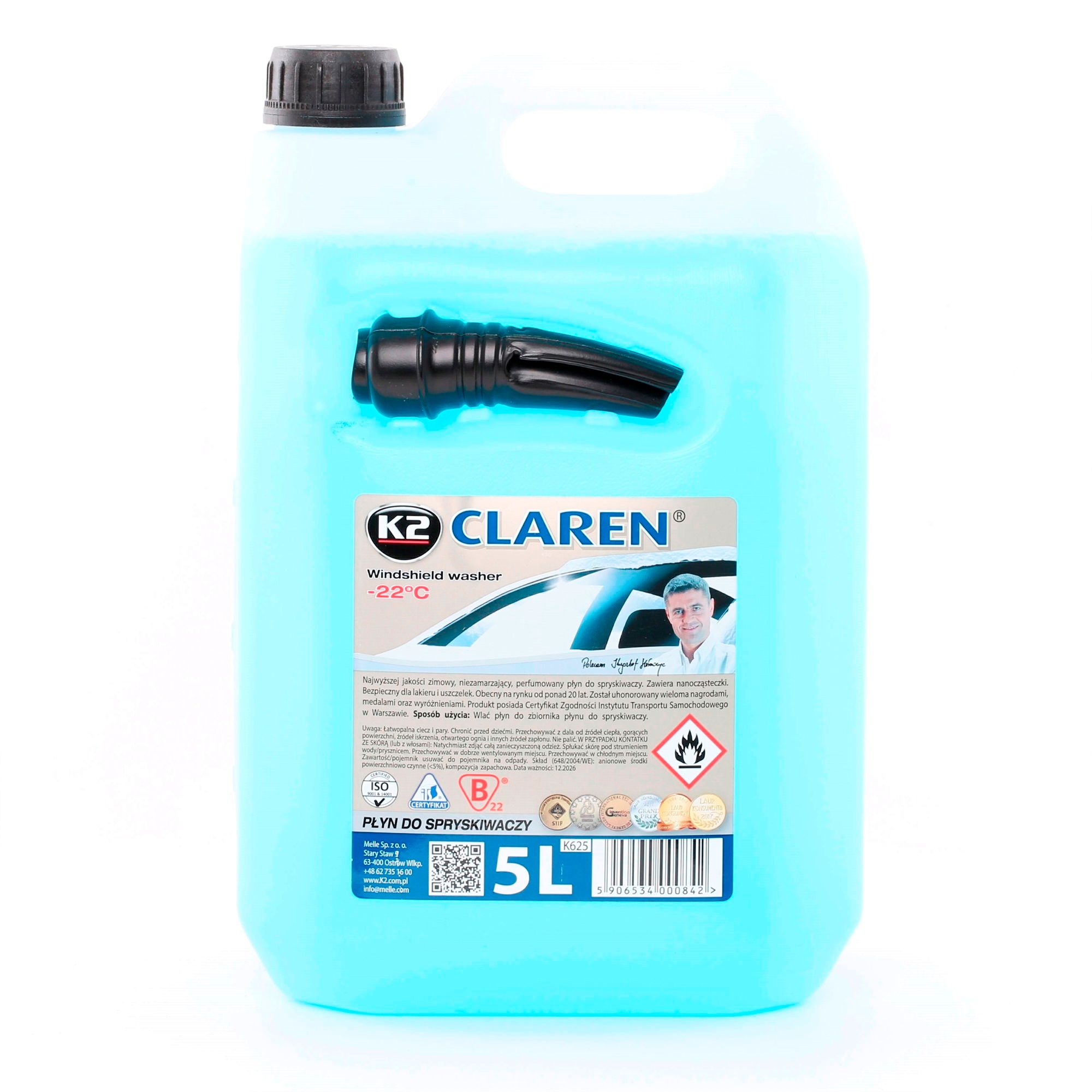 K2 K625 Liquide pour le pare-brise Jerrycan, Capacité: 5I, Bleu