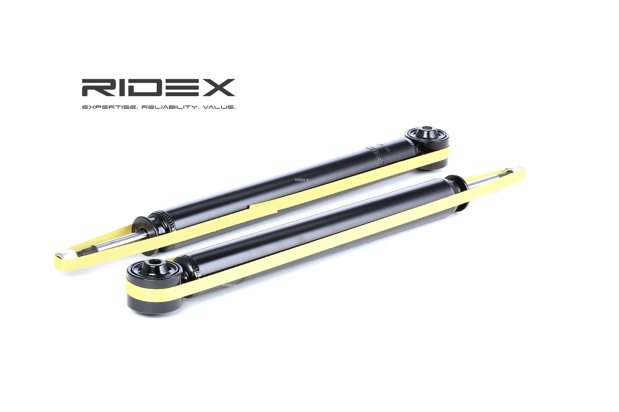 RIDEX 854S1536 originali AUDI A1 2023 Kit ammortizzatori Assale posteriore, A pressione del gas, A doppio tubo, Ammortizzatore telescopico, Occhiello inferiore, Spina superiore
