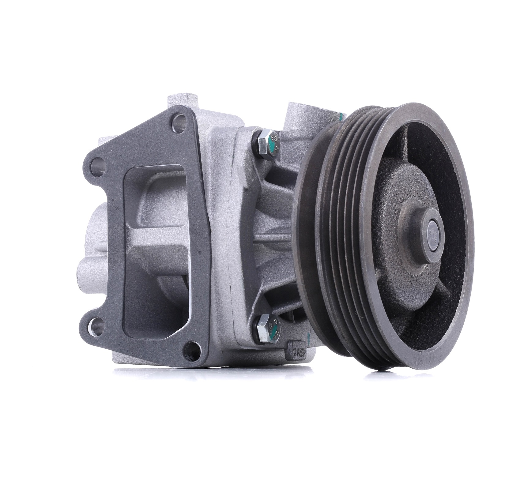 RIDEX 1260W0125 Water pump with double pulley, Belt Pulley Ø: 122 mm, with housing, for v-belt use, for v-ribbed belt use