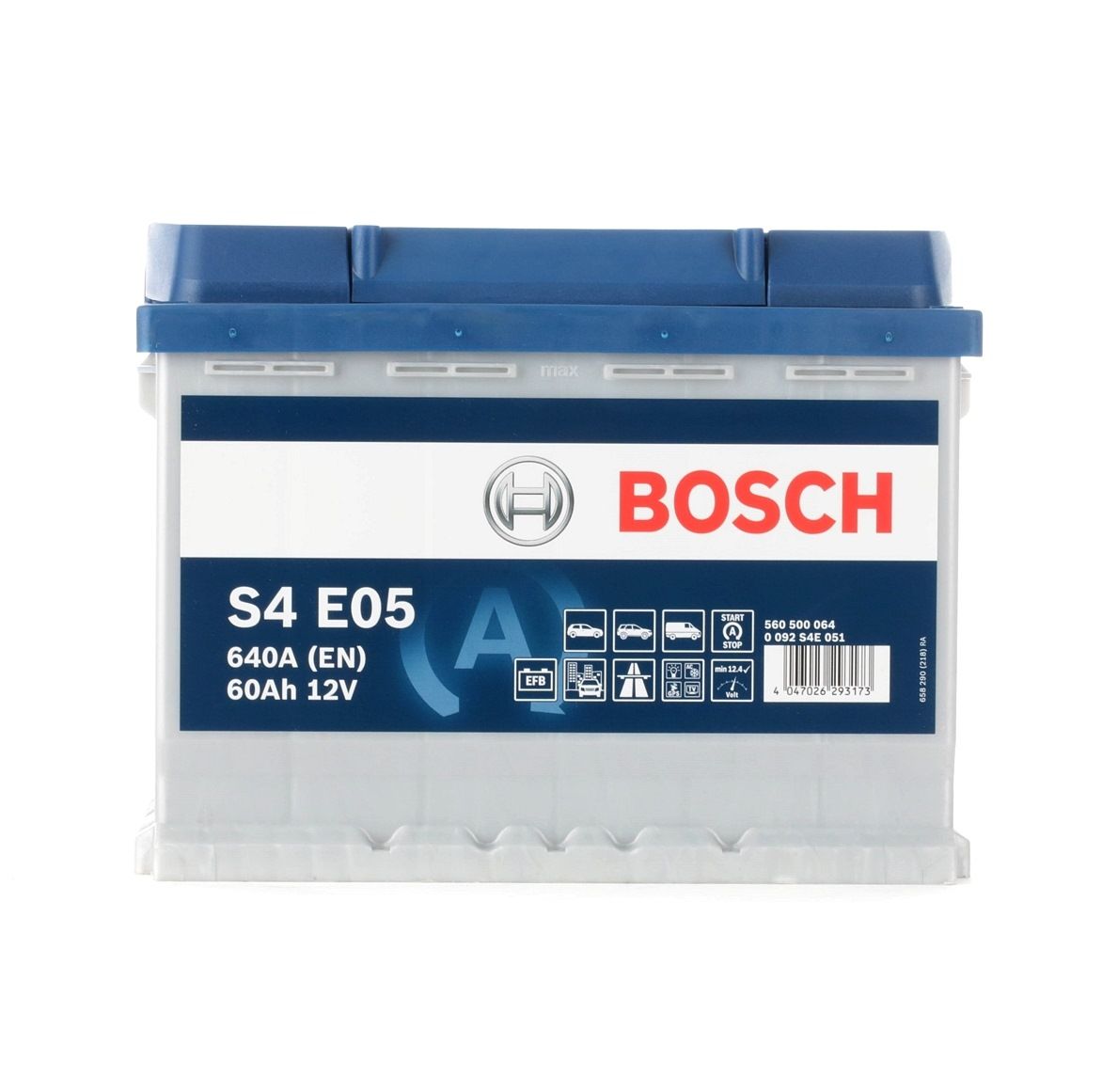 BOSCH S4 0 092 S4E 051 Autobatterie 12V 60Ah 640A B13 EFB-Batterie