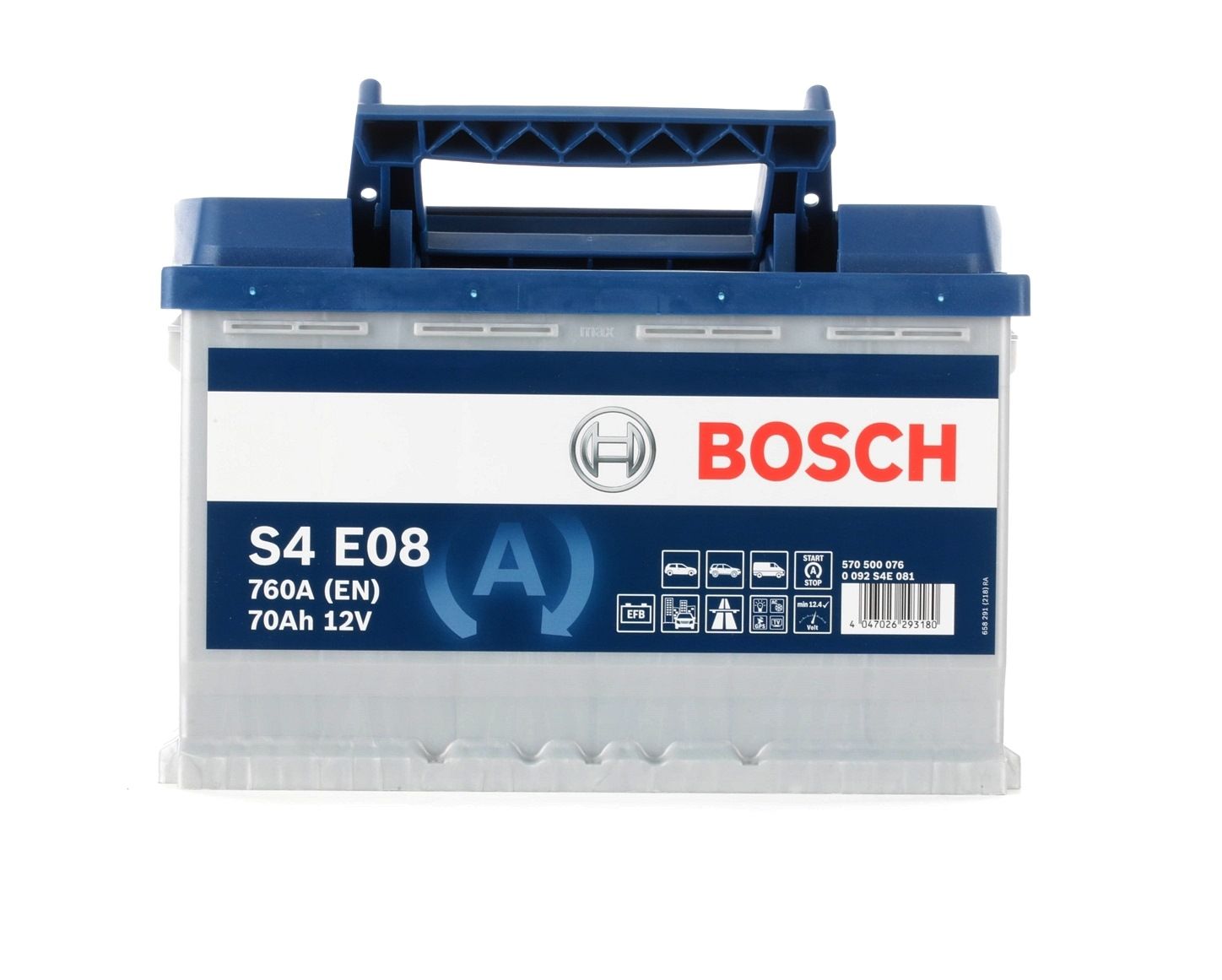 BOSCH S4 0 092 S4E 081 Autobatterie 12V 70Ah 760A B13 EFB-Batterie
