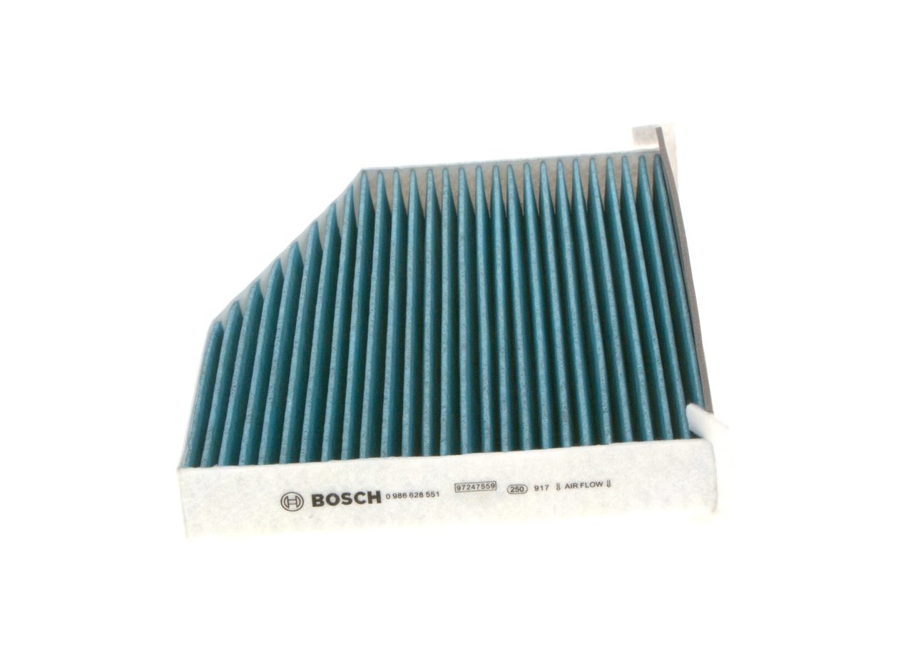 BOSCH 0 986 628 551 Pollen filter Activated Carbon Filter, with anti-allergic effect, with antibacterial action, Particulate filter (PM 2.5), 210 mm x 273 mm x 58 mm