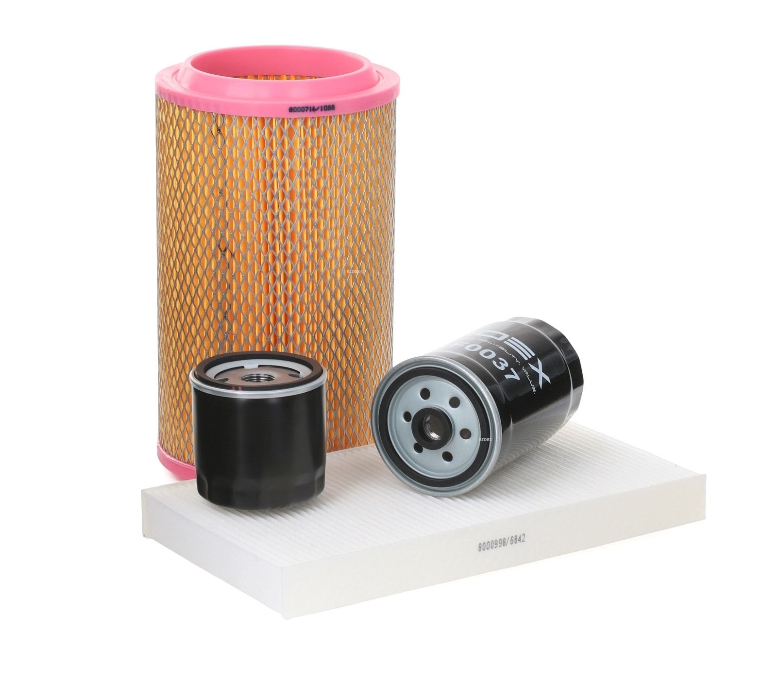 RIDEX 4055F0179 Filter kit with air filter, without oil drain plug, Spin-on Filter, Particulate Filter, four-piece