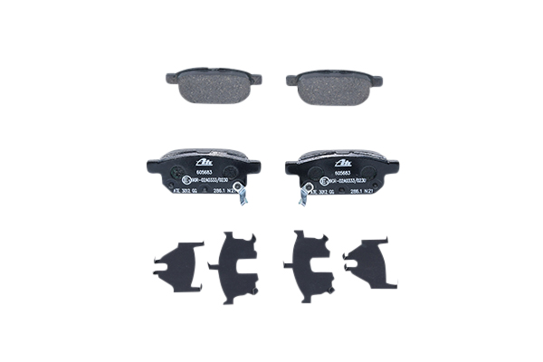 ATE 13.0460-5683.2 Brake pad set with acoustic wear warning, with anti-squeak plate