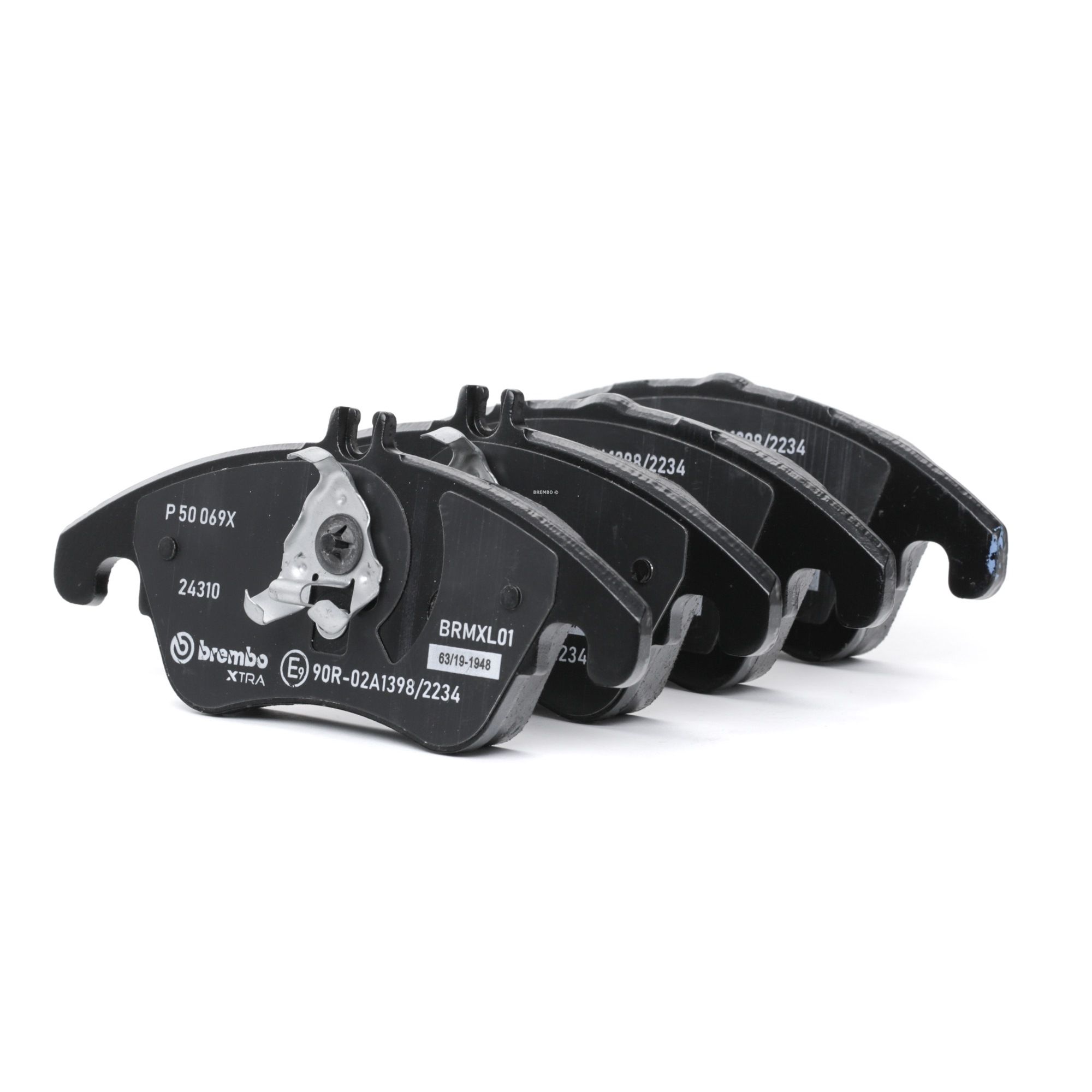 BREMBO P 50 069X Brake pad set prepared for wear indicator, with brake caliper screws, with piston clip, with anti-squeak plate, without accessories