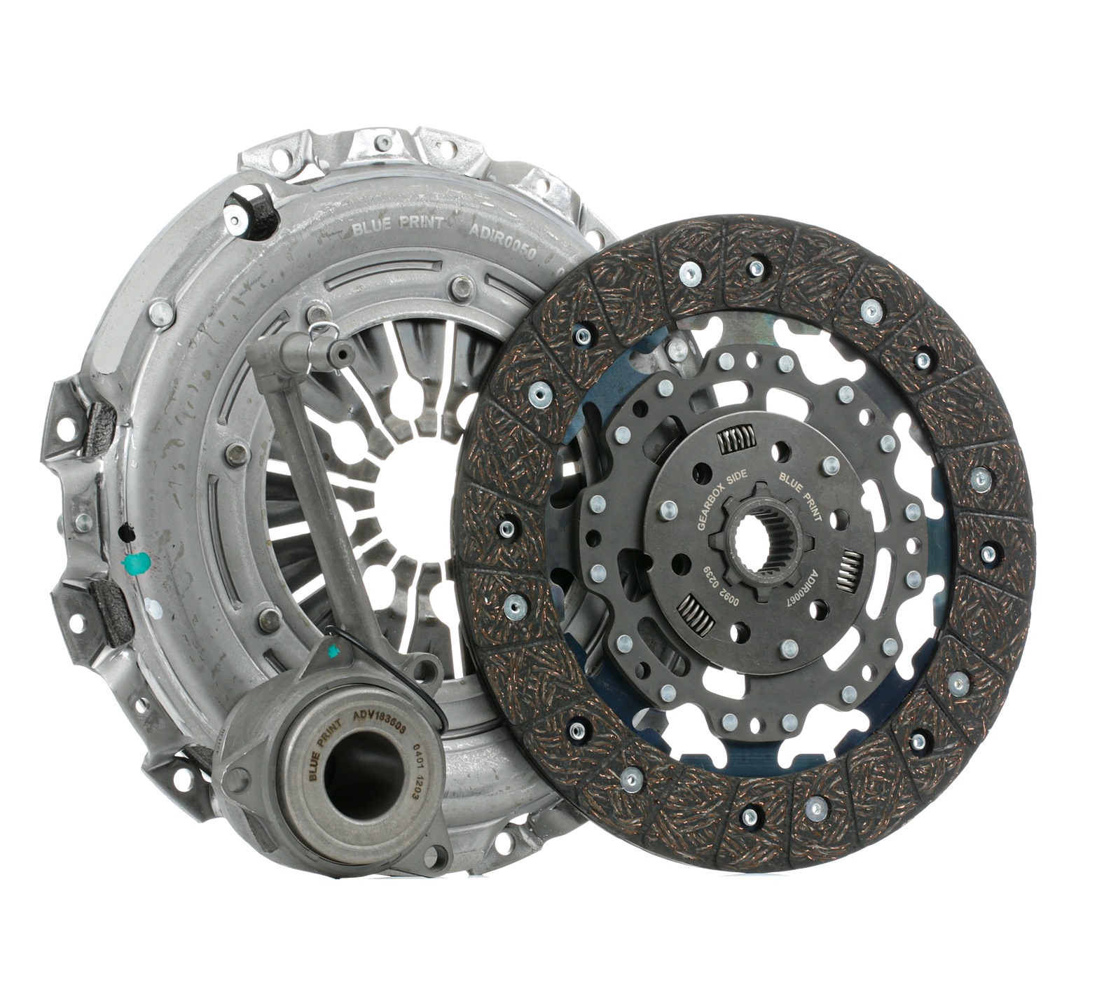 Clutch kit BLUE PRINT three-piece, with central slave cylinder, with synthetic grease, 240mm - ADV1830131