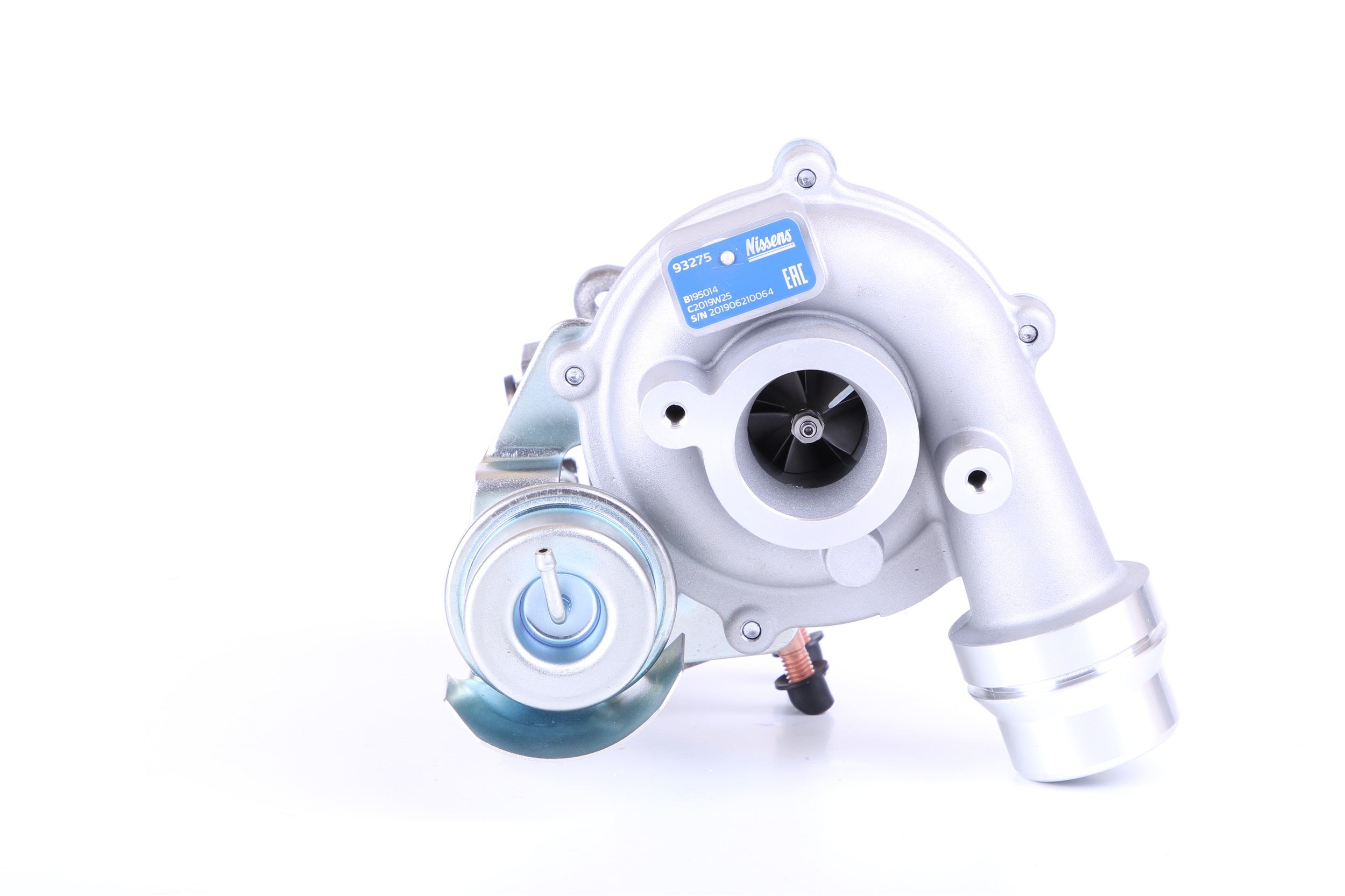 NISSENS 93275 Turbocompresseur Turbocompresseur à gaz d'échappement, refroidi à l'huile, pneumatique, avec vanne de recirculation de poussée électrique, avec joints, Aluminium