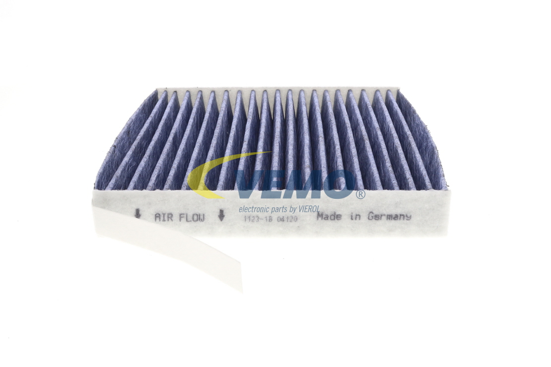 VEMO V46-32-0002 Pollen filter bio-functional cabin air filter, with antibacterial action, with fungicidal effect, Particulate filter (PM 2.5), with anti-allergic effect, with Odour Absorbent Effect, 223 mm x 190 mm x 43 mm, Activated Carbon