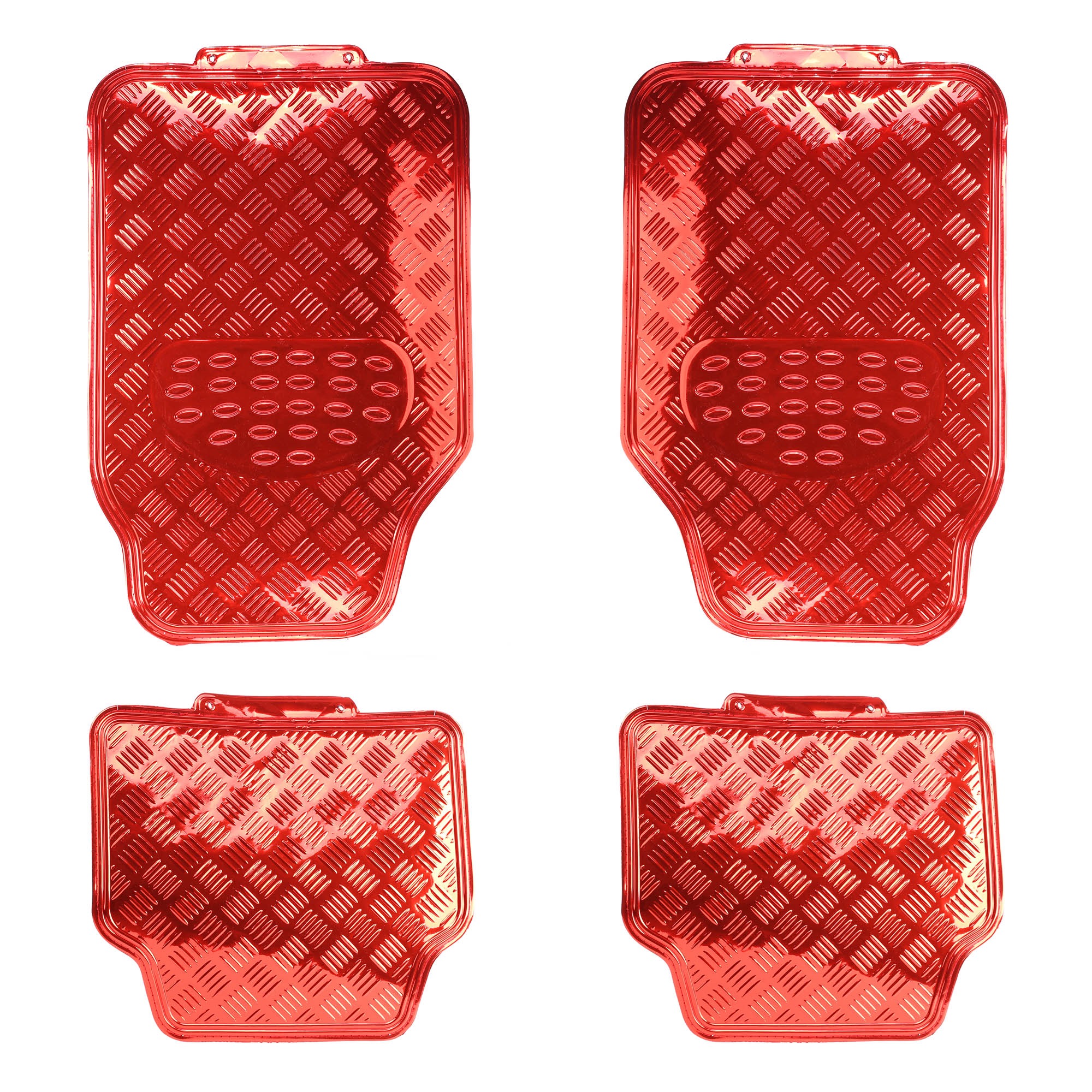 WALSER 28021 Floor mats Rubber, Front and Rear, Quantity: 4, red, Universal fit, 70.5 x 49, 42.5 x 48