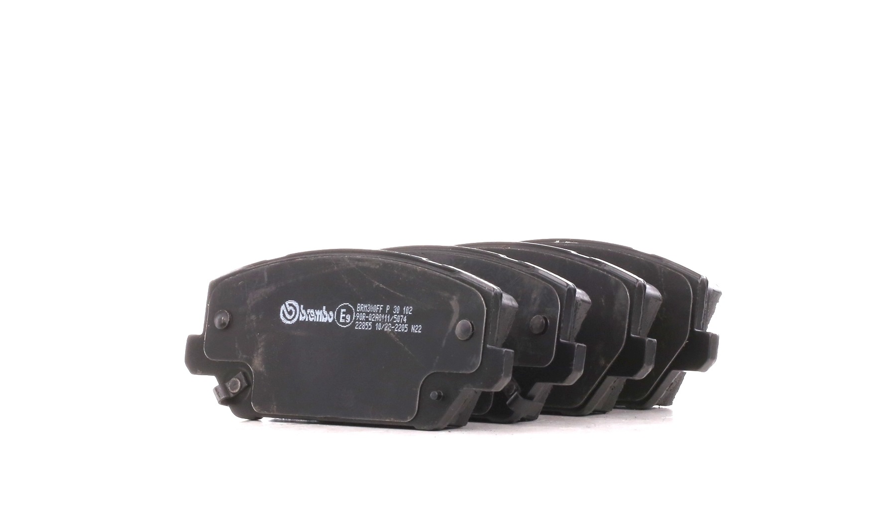 BREMBO P 30 102 Brake pad set with acoustic wear warning, with anti-squeak plate, with accessories