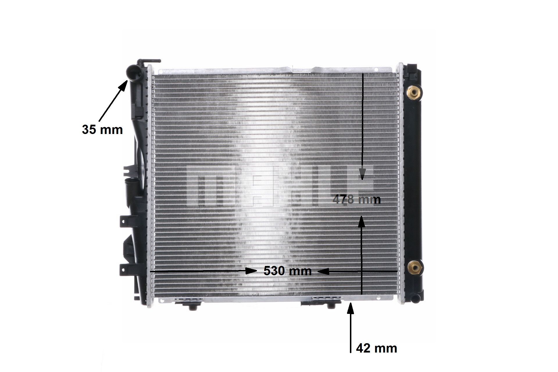 MAHLE ORIGINAL CR 290 000S Engine radiator for vehicles with air conditioning, for vehicles with automatic climate control, 530 x 478 x 32, 42 mm, Automatic Transmission, Manual Transmission, Brazed cooling fins