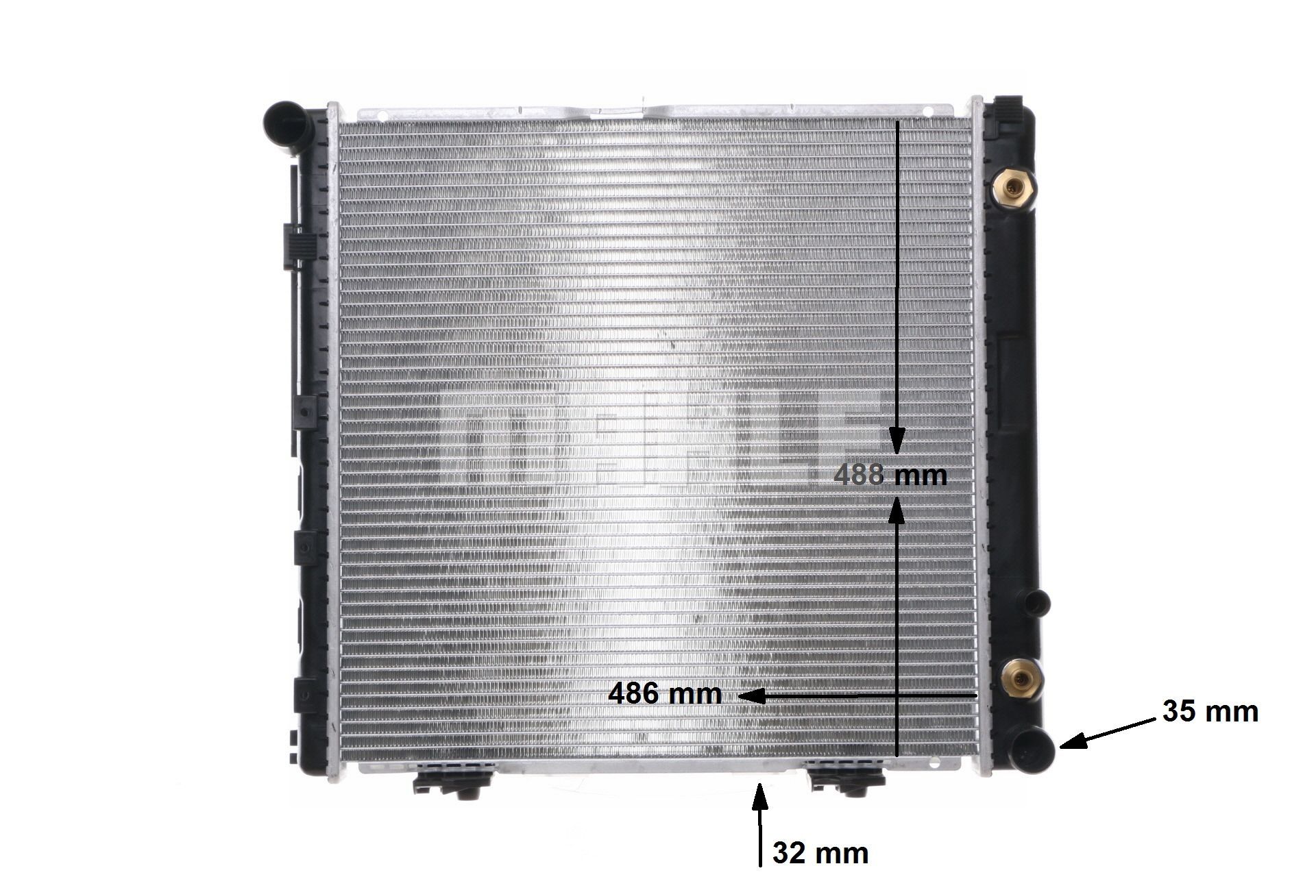 MAHLE ORIGINAL CR 291 000S Engine radiator for vehicles with air conditioning, 487 x 484 x 42 mm, Automatic Transmission, Dual-Clutch Transmission, Brazed cooling fins