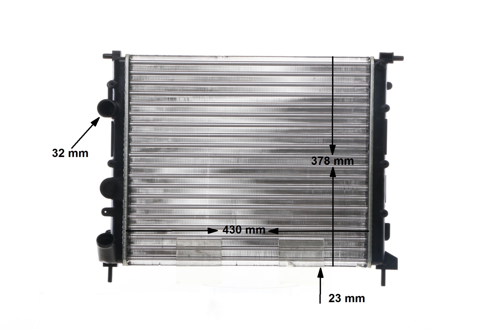 CR 449 000S MAHLE ORIGINAL Radiators DACIA 430 x 378 x 23 mm, with screw, Mechanically jointed cooling fins