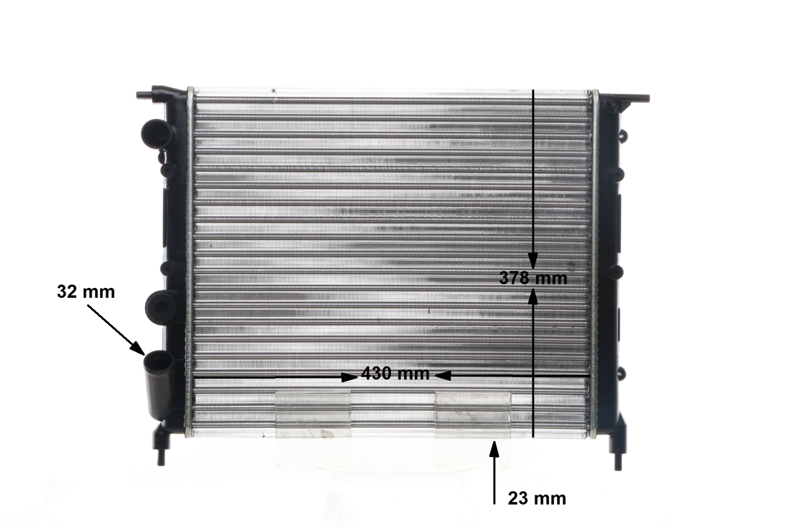 MAHLE ORIGINAL CR 476 000S Engine radiator for vehicles without air conditioning, 430 x 378 x 32 mm, with screw, Automatic Transmission, Manual Transmission, Mechanically jointed cooling fins