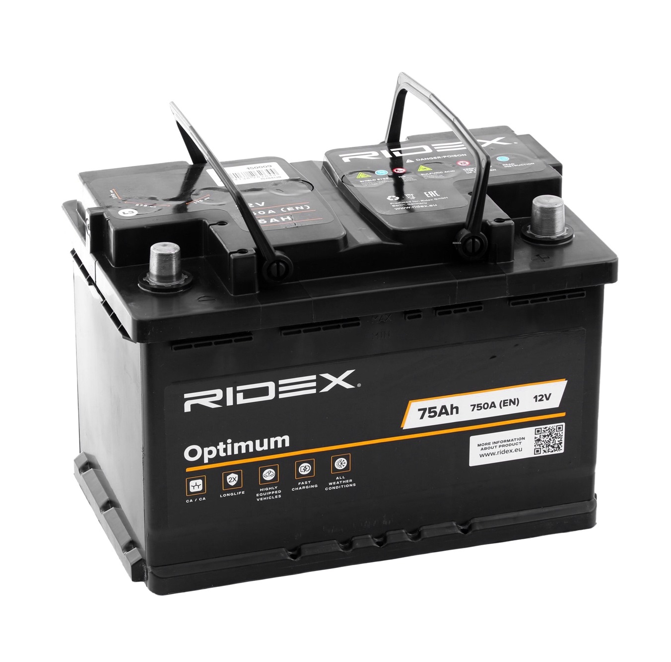 RIDEX: Original Autobatterie 1S0009 (Kälteprüfstrom EN: 750A, Spannung: 12V)