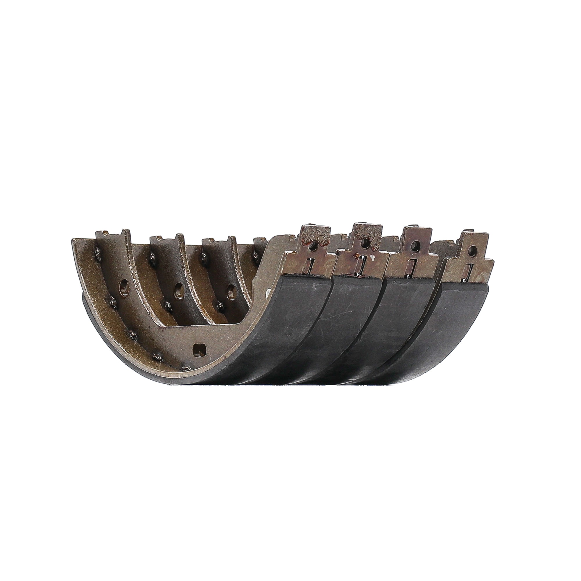 RIDEX 70B0399 Bremsbackensatz 185 x 30 mm, mit Zubehör, mit Spreizschloss, mit Nachstellmutter, Foto entspricht Lieferumfang