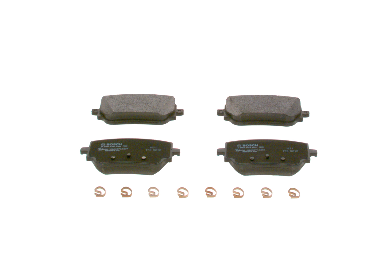 BP2519 BOSCH Low-Metallic, with anti-squeak plate, with mounting manual, with spring Height: 53,9mm, Width: 113mm, Thickness: 17,2mm Brake pads 0 986 424 890 buy