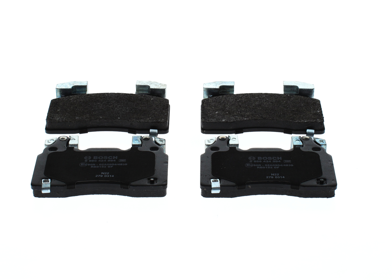 BOSCH 0 986 424 894 Brake pad set Low-Metallic, with acoustic wear warning, with anti-squeak plate, with mounting manual